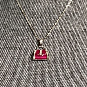 Dainty Pink Purse Pendant Necklace